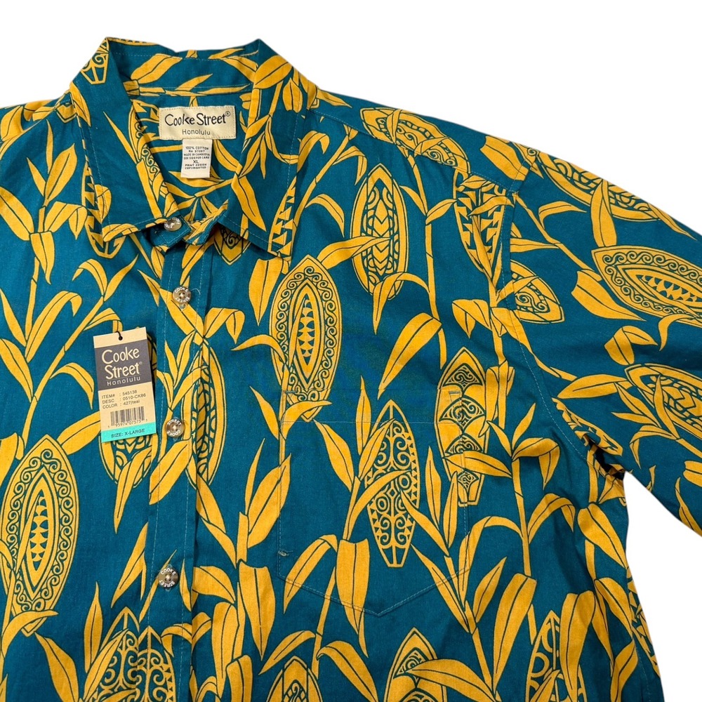 NEW Cooke Street XL Short Sleeve Button Down Aloha Shirt Tropical Resort Cotton